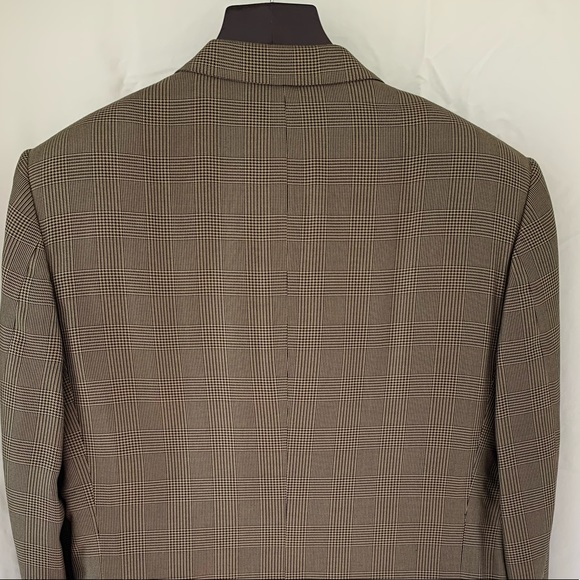 Perry Ellis sports coat gold and black glen plaid 42L vintage - Picture 6 of 11